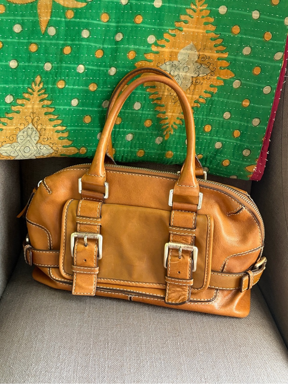 Michael Kors Vintage Classic Tan Leather Satchel Handbag